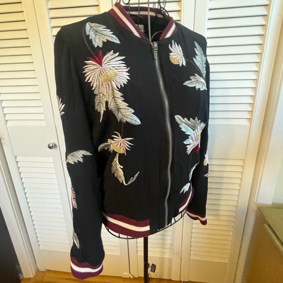 Elevenses Black Floral Embroidered Bomber Jacket - Picture 2 of 10